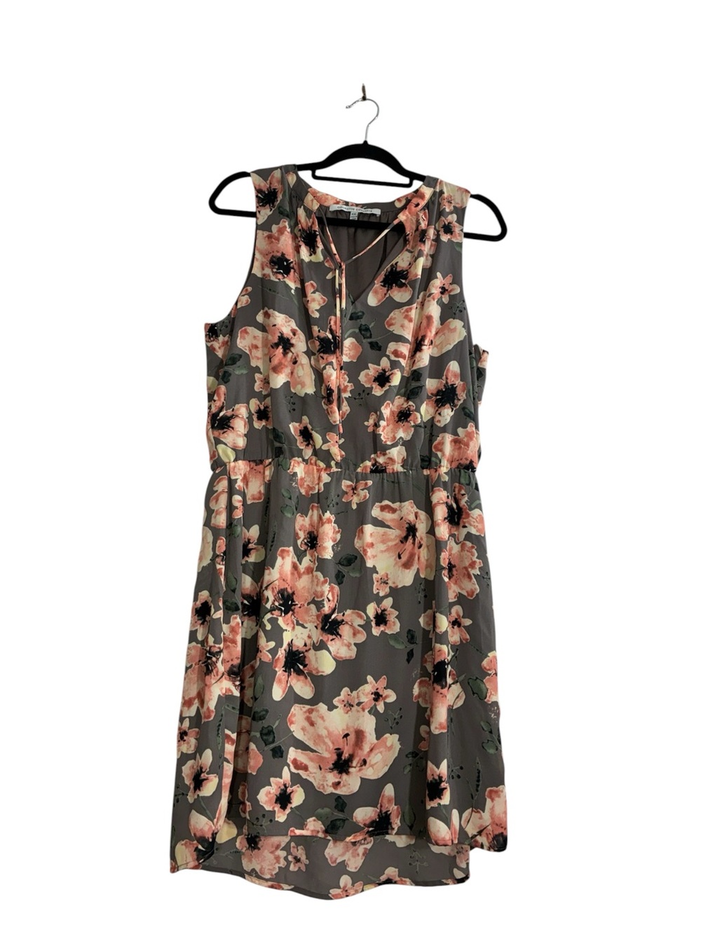 Collective Concepts Grey Sleeveless Floral knee length Dress with elastic waist